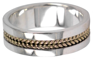 HAP017c, petr hanzak, plain twist wedding ring in sterling slver and 9ct yellow gold